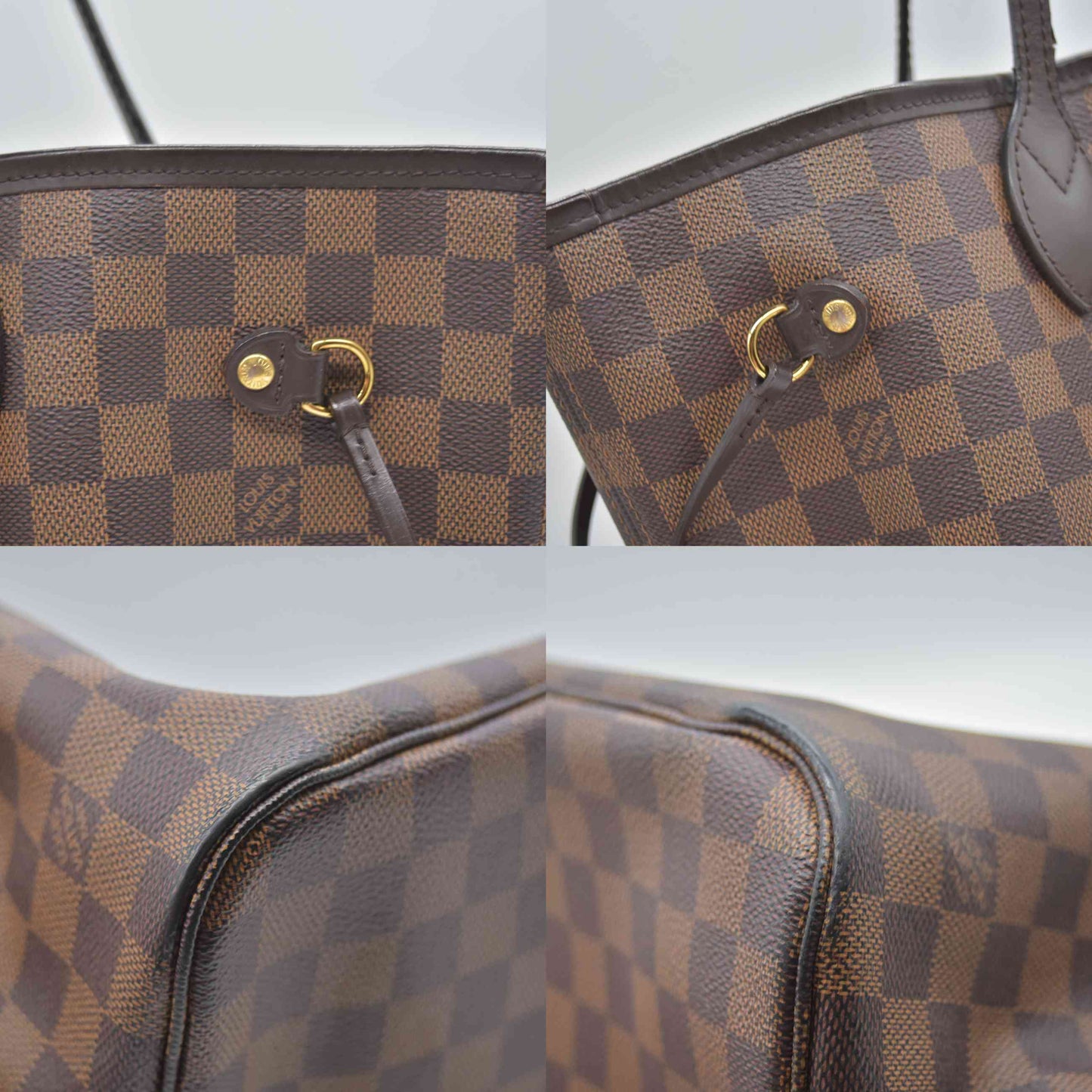 $2240 2017 Louis Vuitton Damier Ebene Neverfull MM Cherry Red Interior GI3167