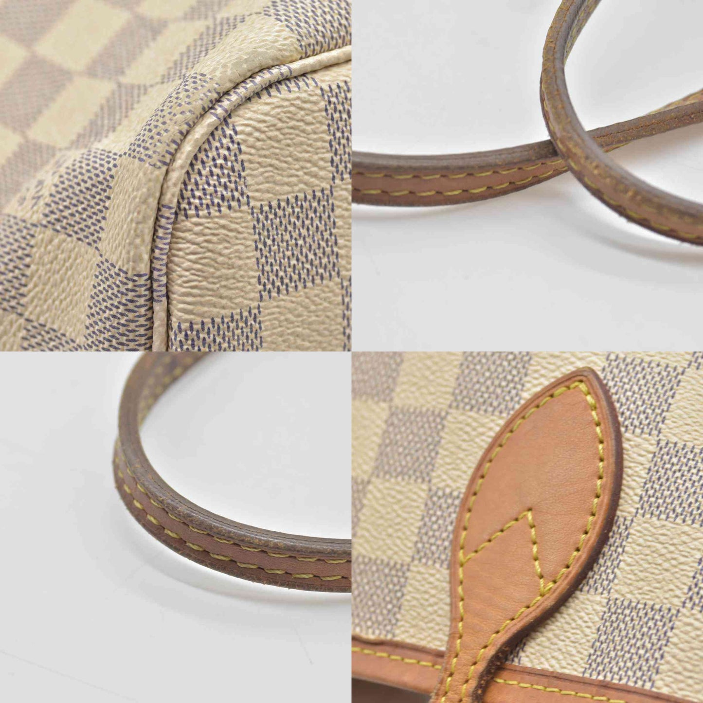 $2170 Louis Vuitton  Damier Azur Neverfull MM Rose Ballerine SR3177