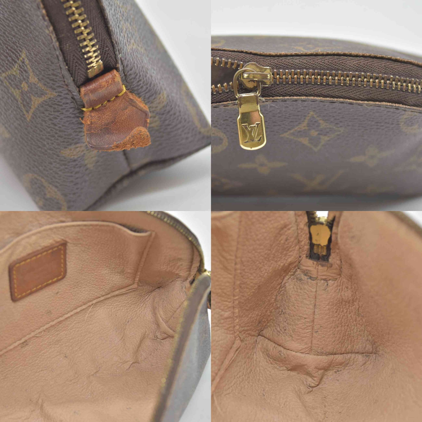 $600 Louis Vuitton Monogram Pochette Cosmetics Pouch Brown  CA0041