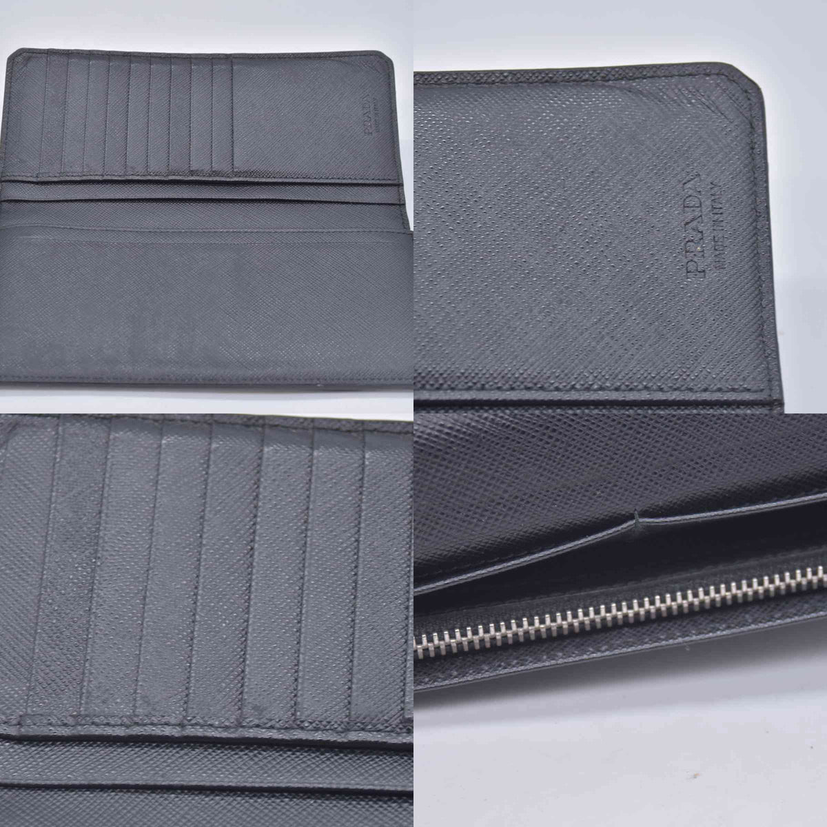 $995 Prada Saffiano Bicolore Long Wallet Leather Long Wallet CONSIGNMENT 10020929