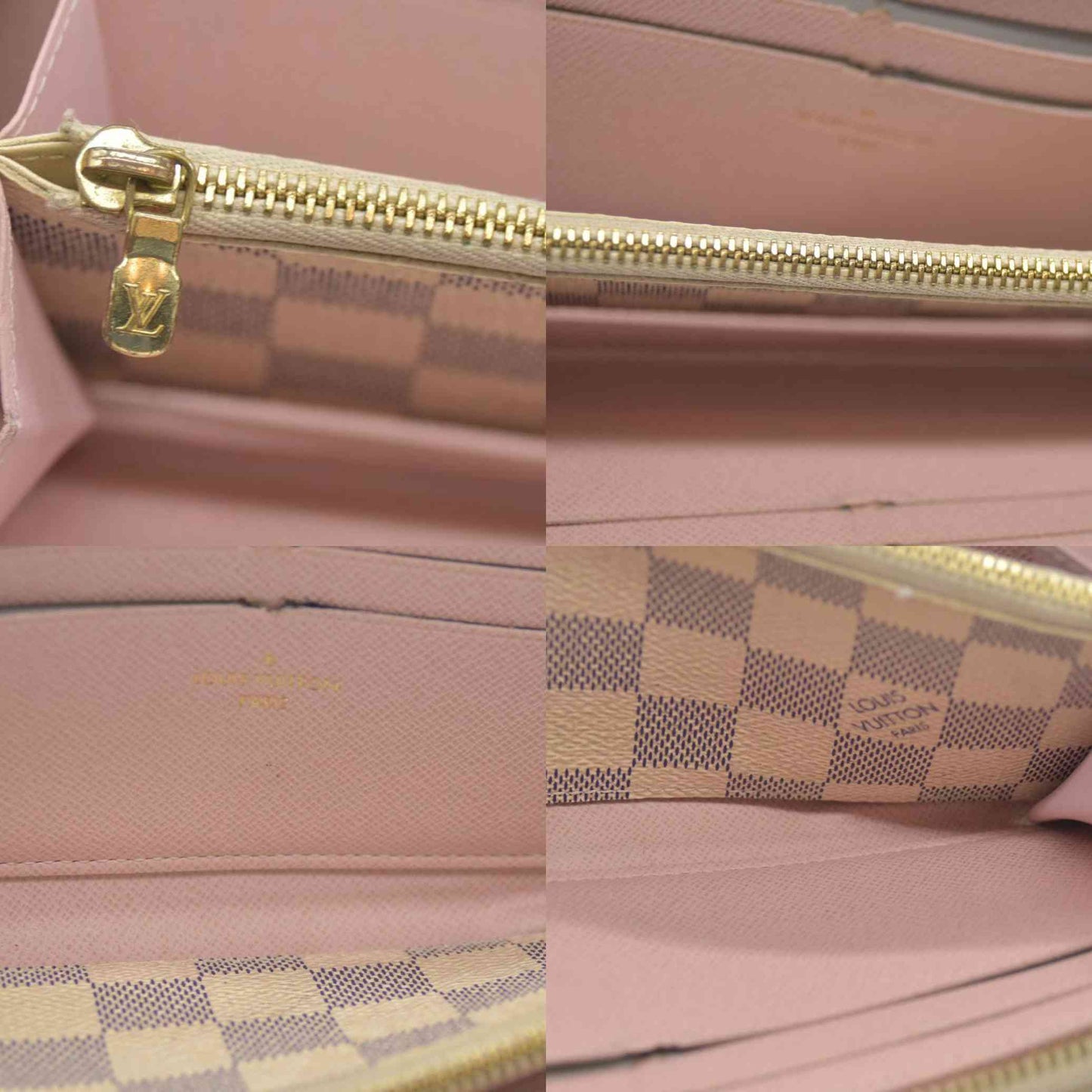LOUIS VUITTON Damier Azur Clemence Wallet Rose Ballerine SD3129