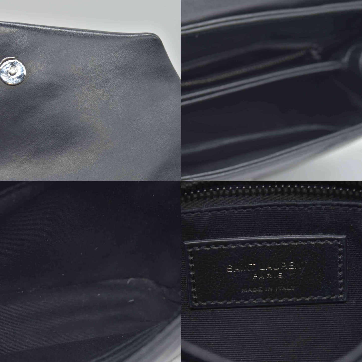$1990 Saint Laurent Calfskin Y Quilted Monogram Monochrome Toy Loulou Crossbody Bag Black