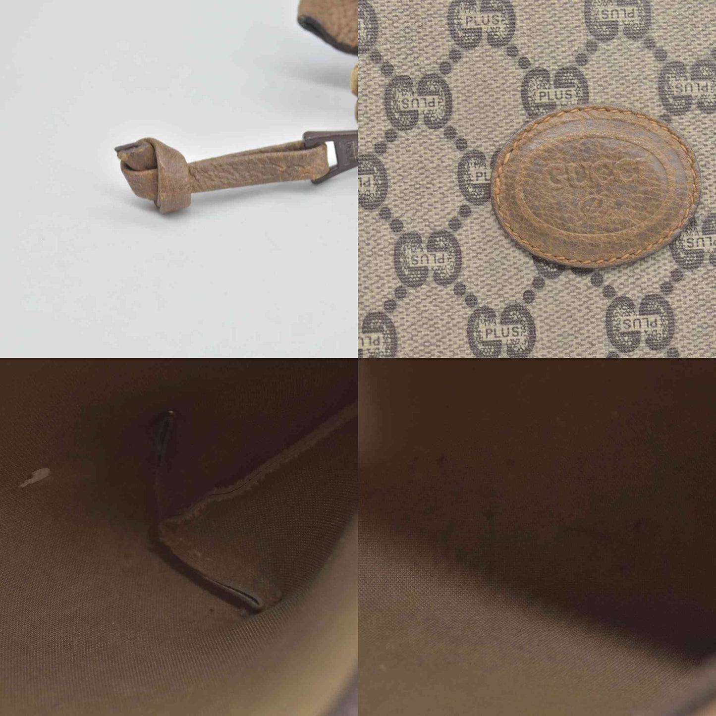 $880 Gucci GG Gucci Plus PVC Leather Pouch Clutch Bag