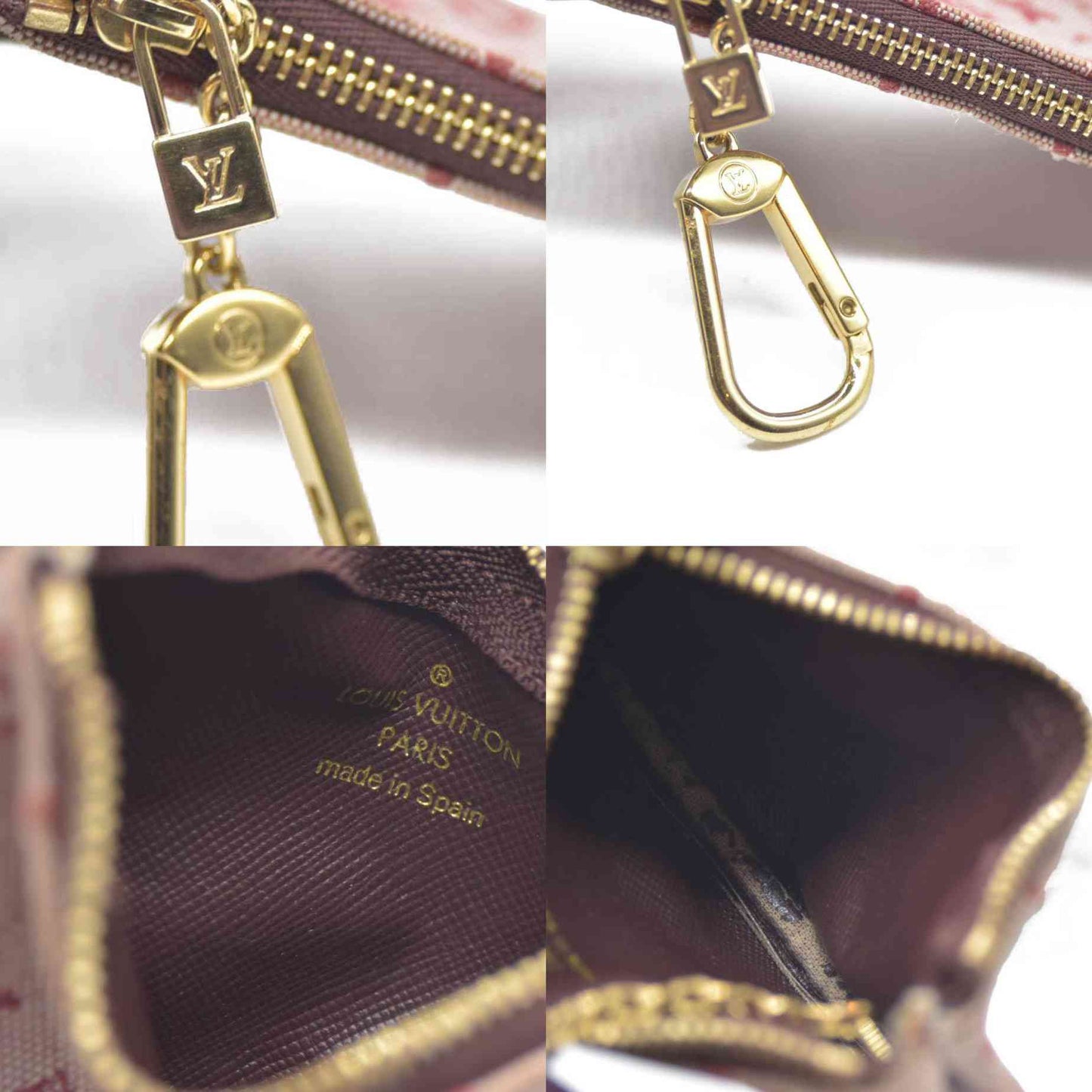 Louis Vuitton Monogram Mini Pochette Cles Wallet Coin Purse Pink