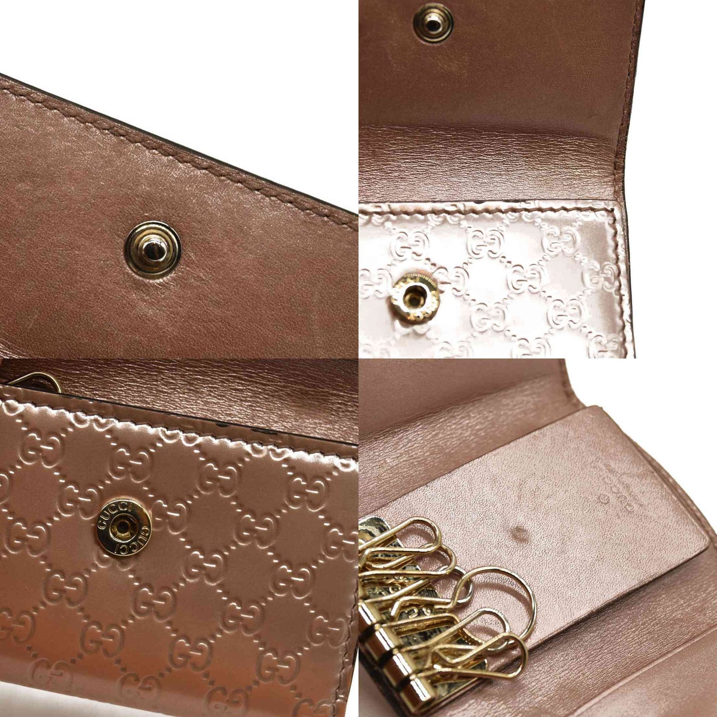 GUCCI Ssima GG Logo Patent Leather 6 Ring Key Case