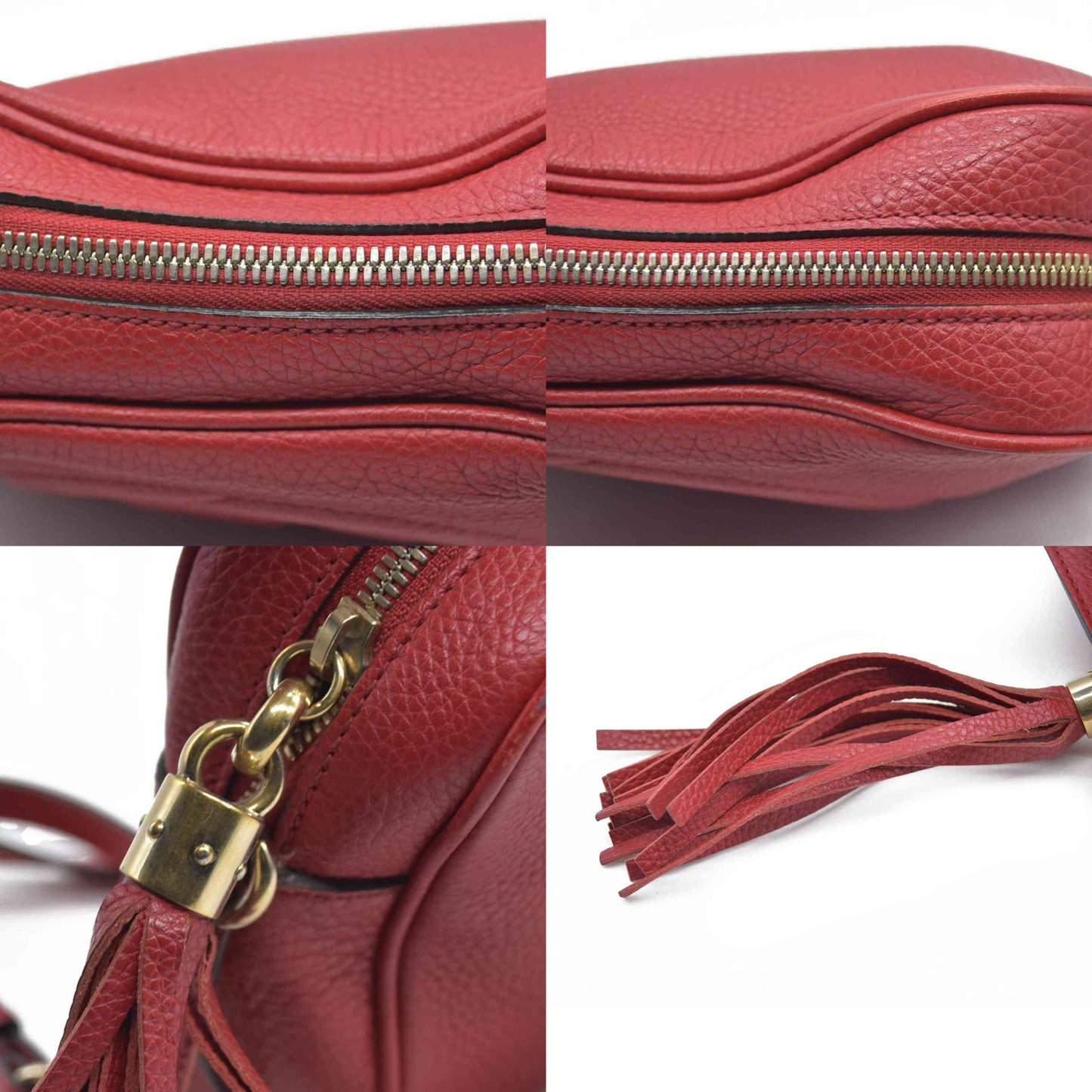 $1490 Gucci Small Soho Disco Bag Red Crossbody