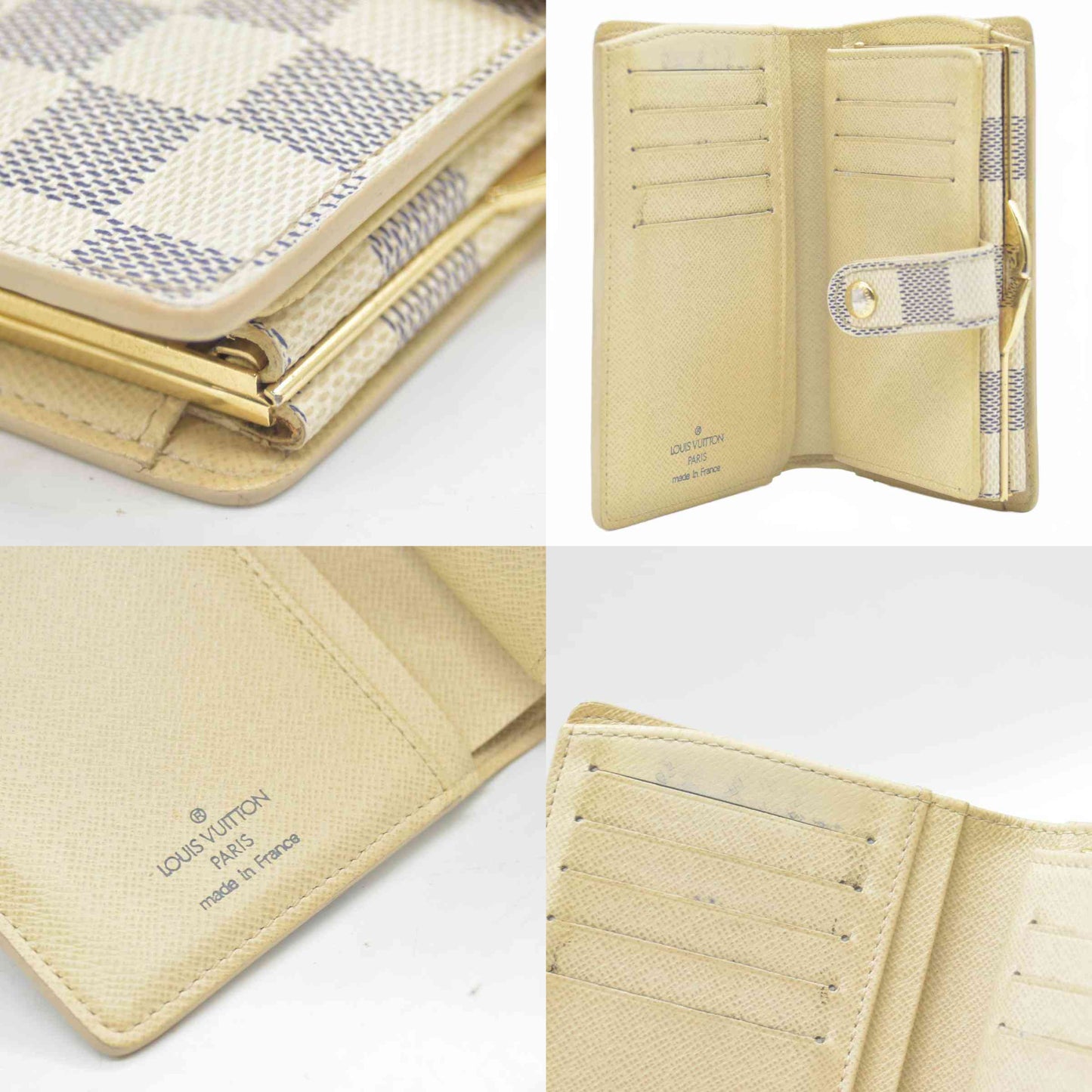 $750 Louis Vuitton Damier Azur French Kisslock Wallet MI3088 CONSIGNMENT
