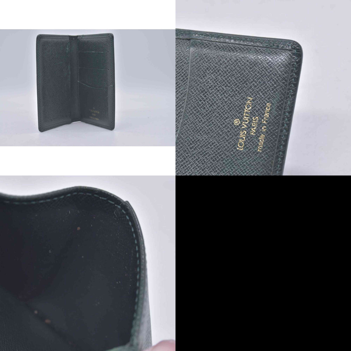 $420 2013 LOUIS VUITTON Taiga Leather Pocket Organizer Card Holder Epicea Green MI0143 CONSIGNMENT 10021206