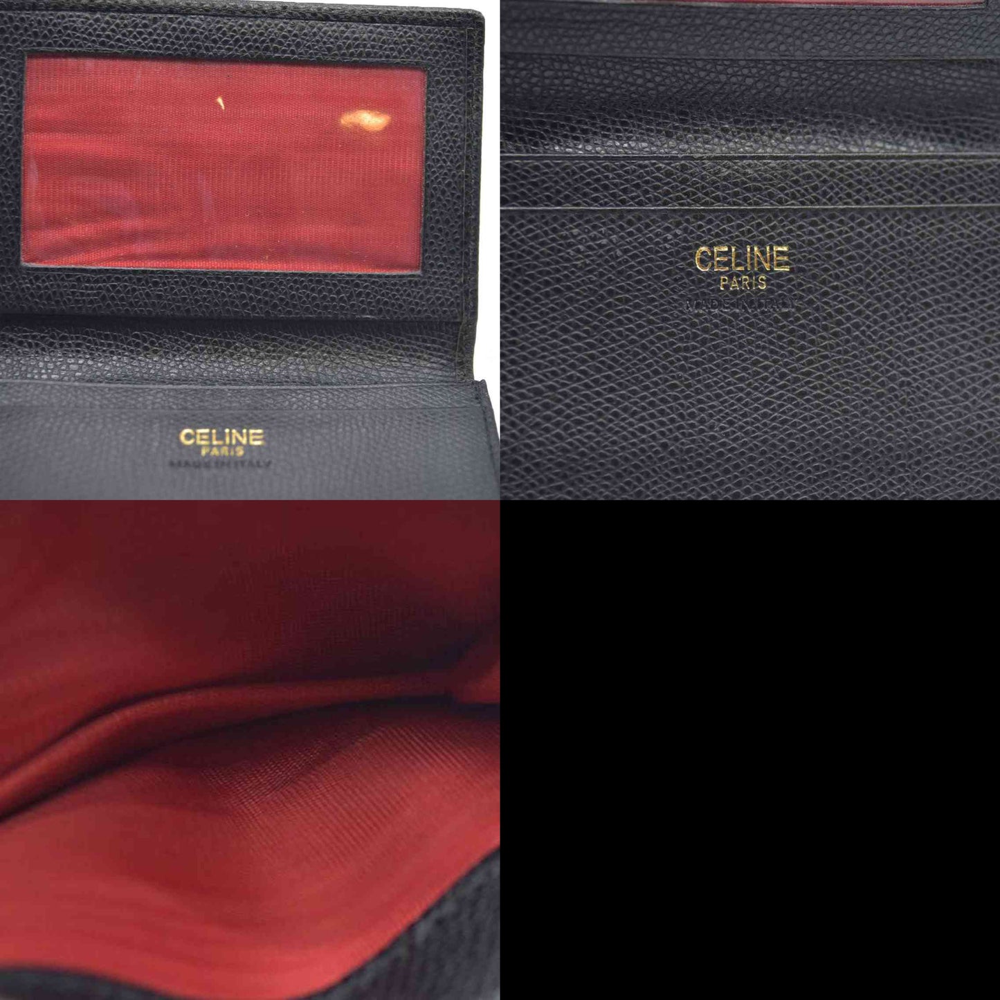 AUCTION $340 CELINE Logo Leather Card Case Black