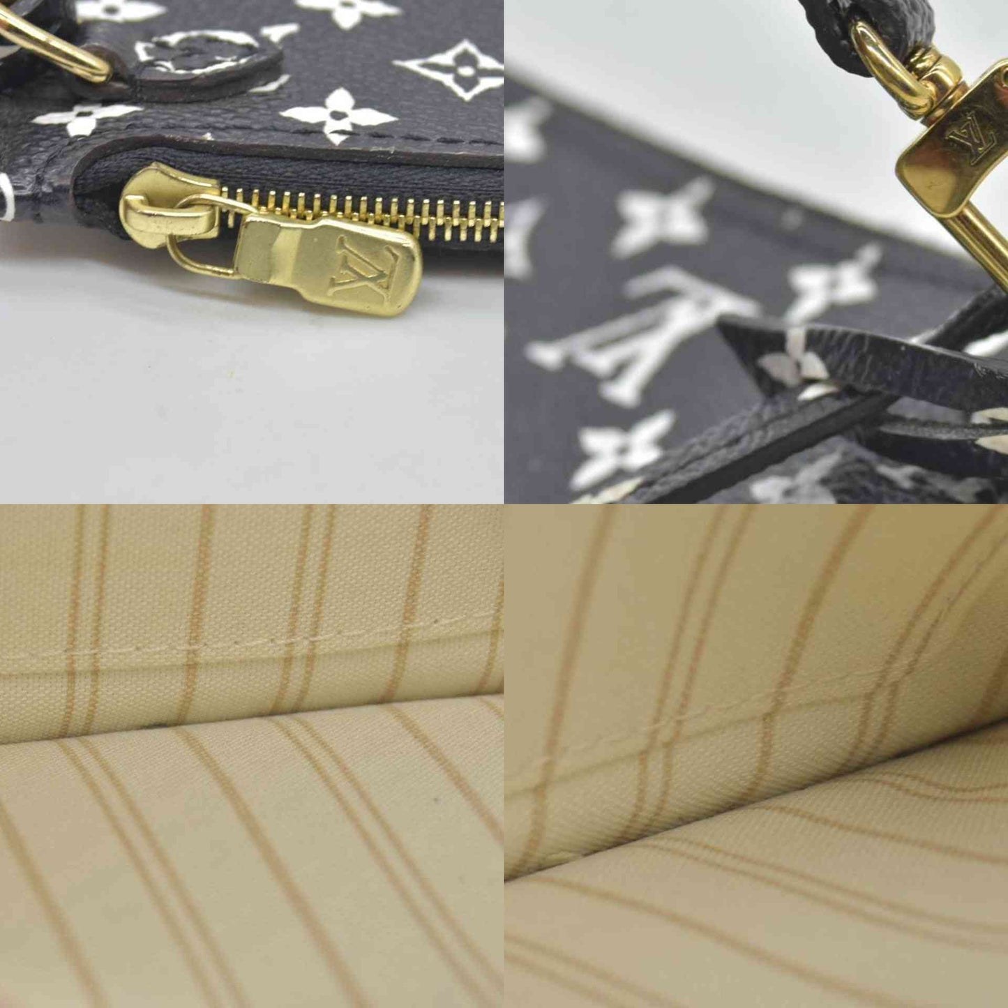 $600 2019 Louis Vuitton Monogram Giant Jungle Neverfull MM GM Pochette Black GI2139