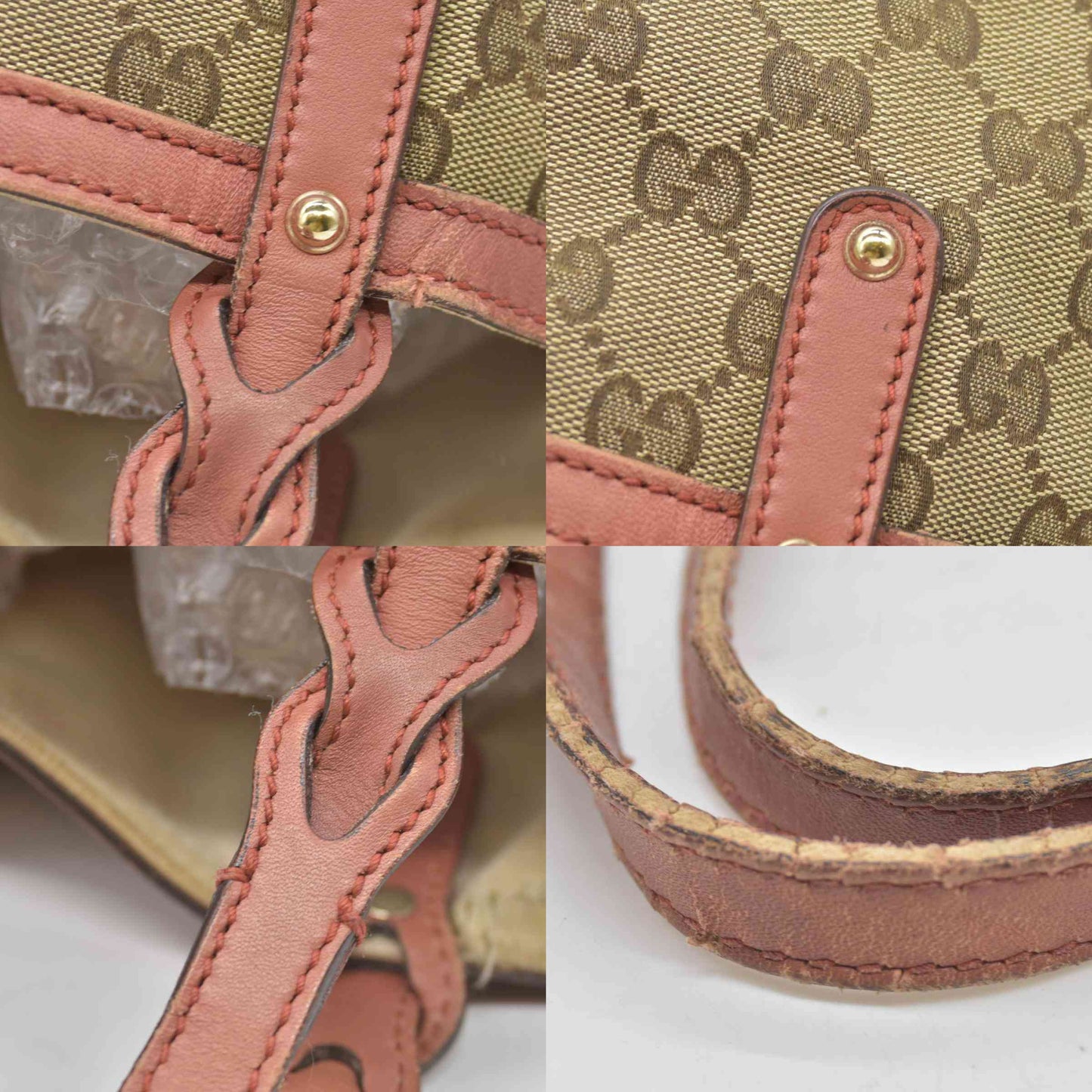 $1040 Gucci Monogram Medium Craft Tote Red
