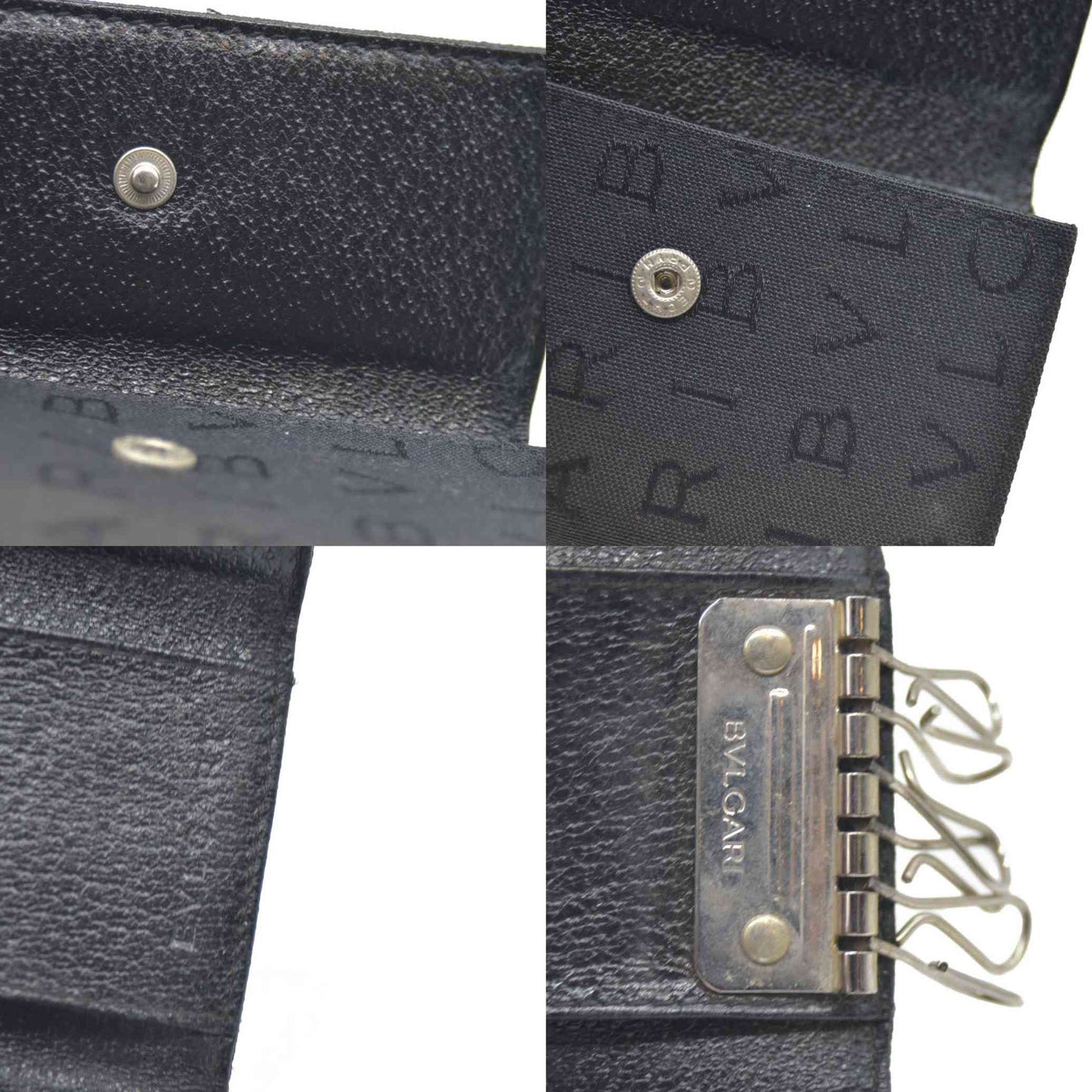 BVLGARI Logo Mania Classico Canvas 6 Ring Key Case Black