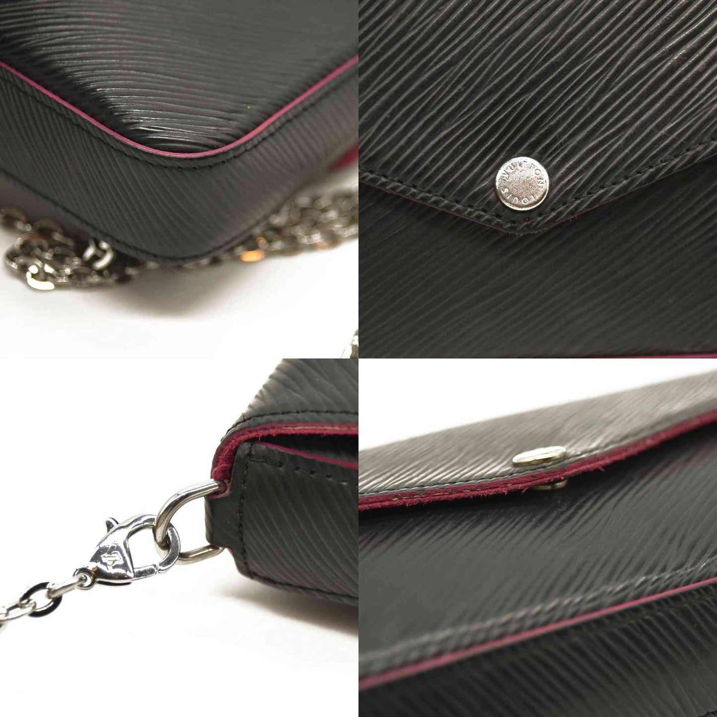 LOUIS VUITTON  Epi Pochette Felicie Black Hot Pink