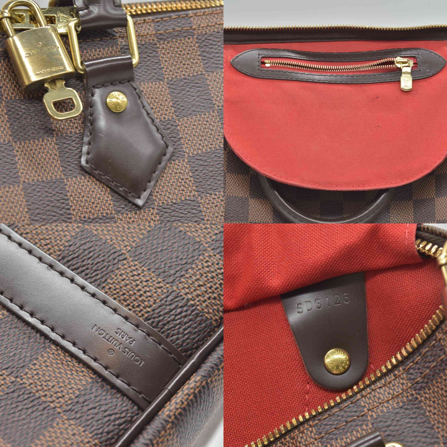 $1940 2016 Louis Vuitton Damier Ebene Speedy Bandouliere 25 SD3126