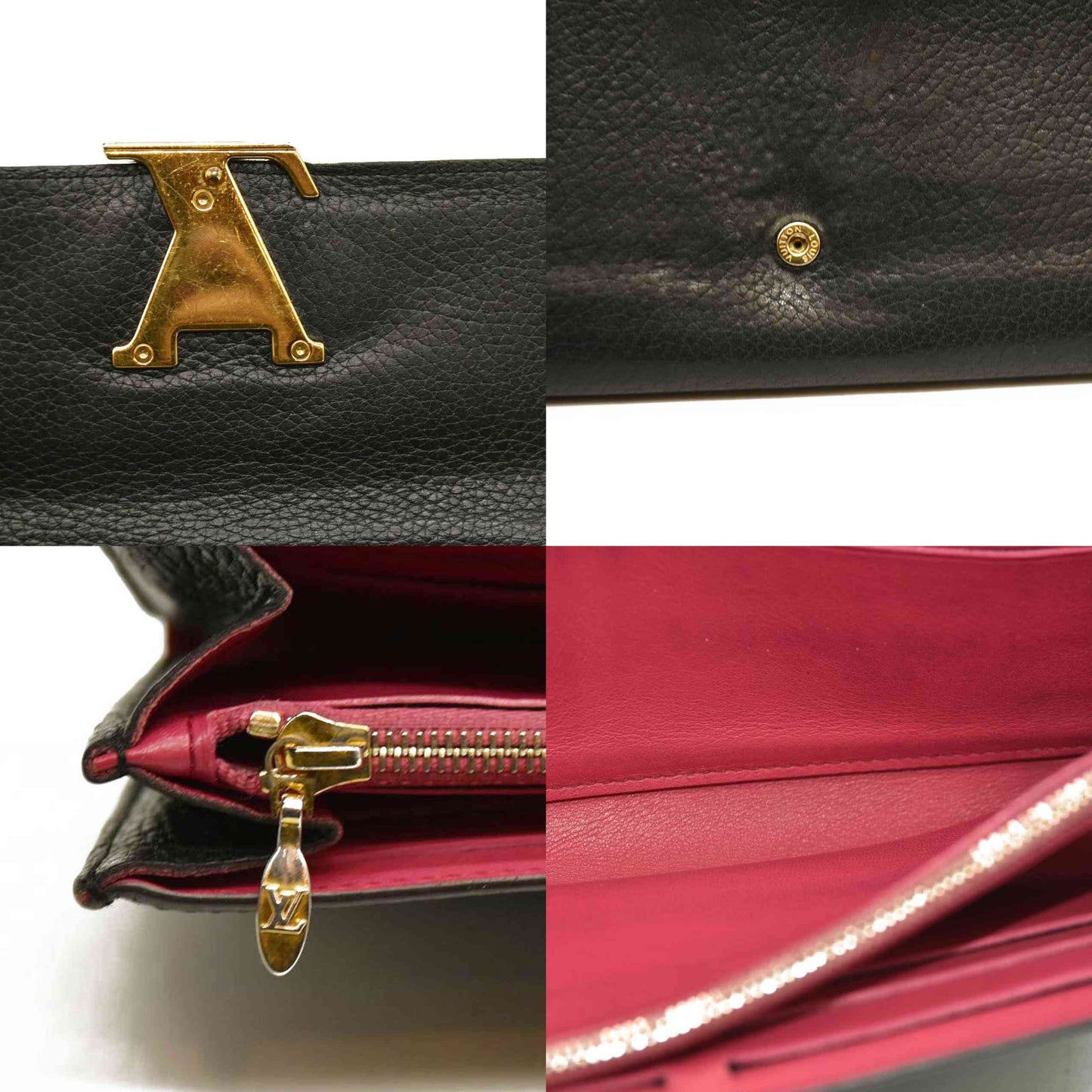 $1550 Louis Vuitton Taurillon Capucines Wallet Black MI0176