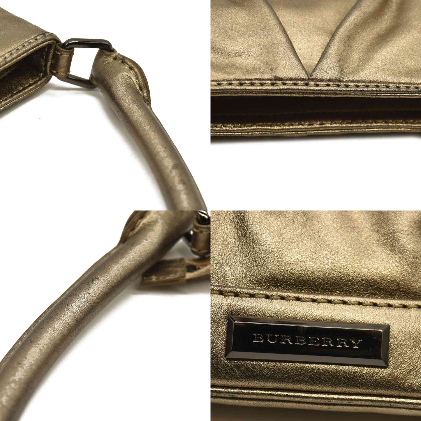BURBERRY Shoulder Bag Leather Gold