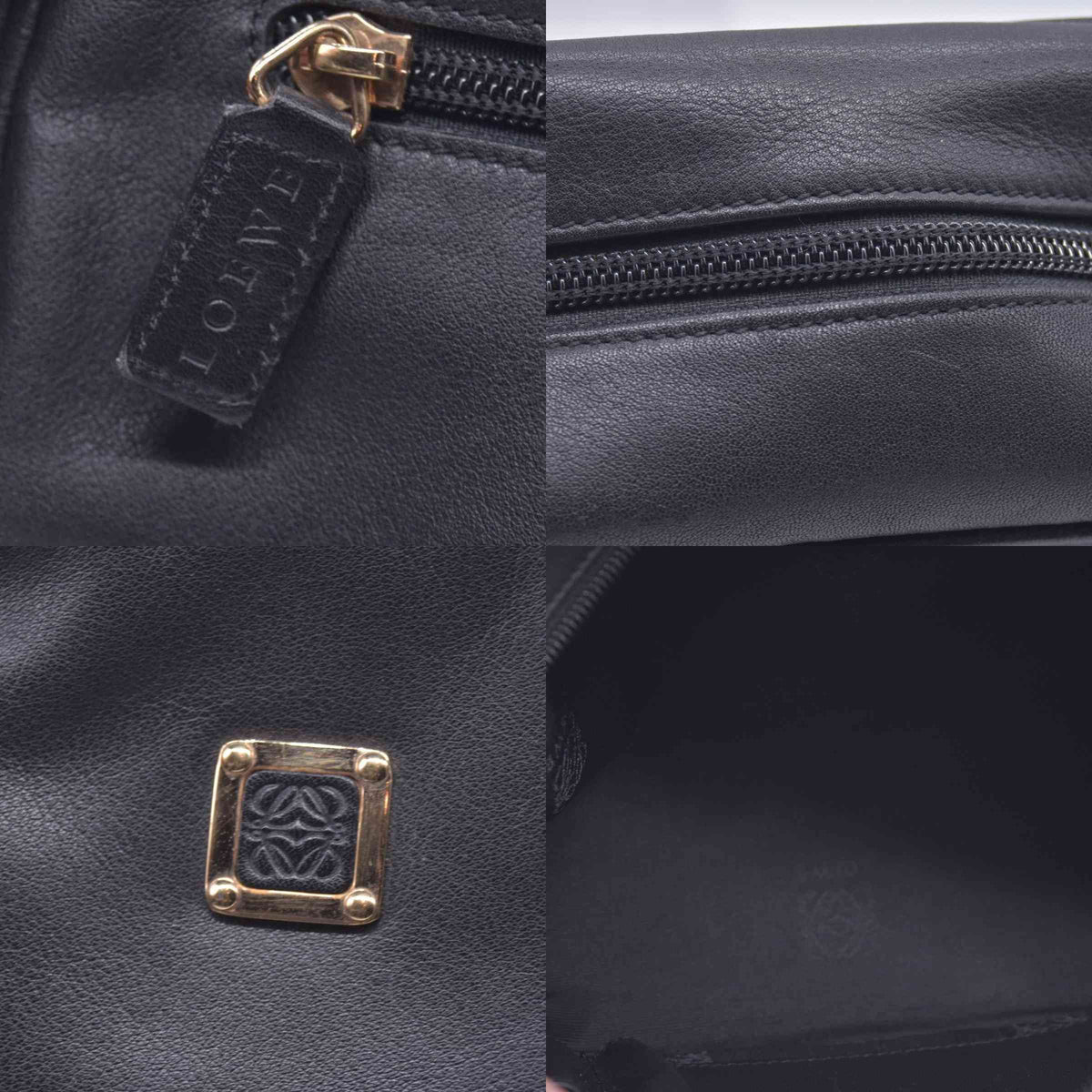 $650 LOEWE Smooth Calfskin Anagram Square Plaque Cosmetic Case Black CONSIGNMENT 10021216