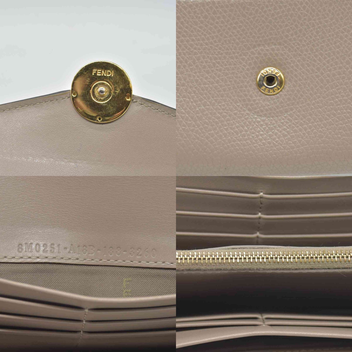$850 Fendi Fendi Taupe Leather F Fendi Continental Wallet CONSIGNMENT
