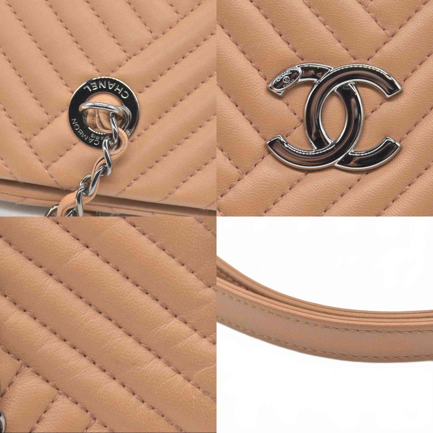 Chanel Lambskin Quilted CC Crossing Shopping Tote Red