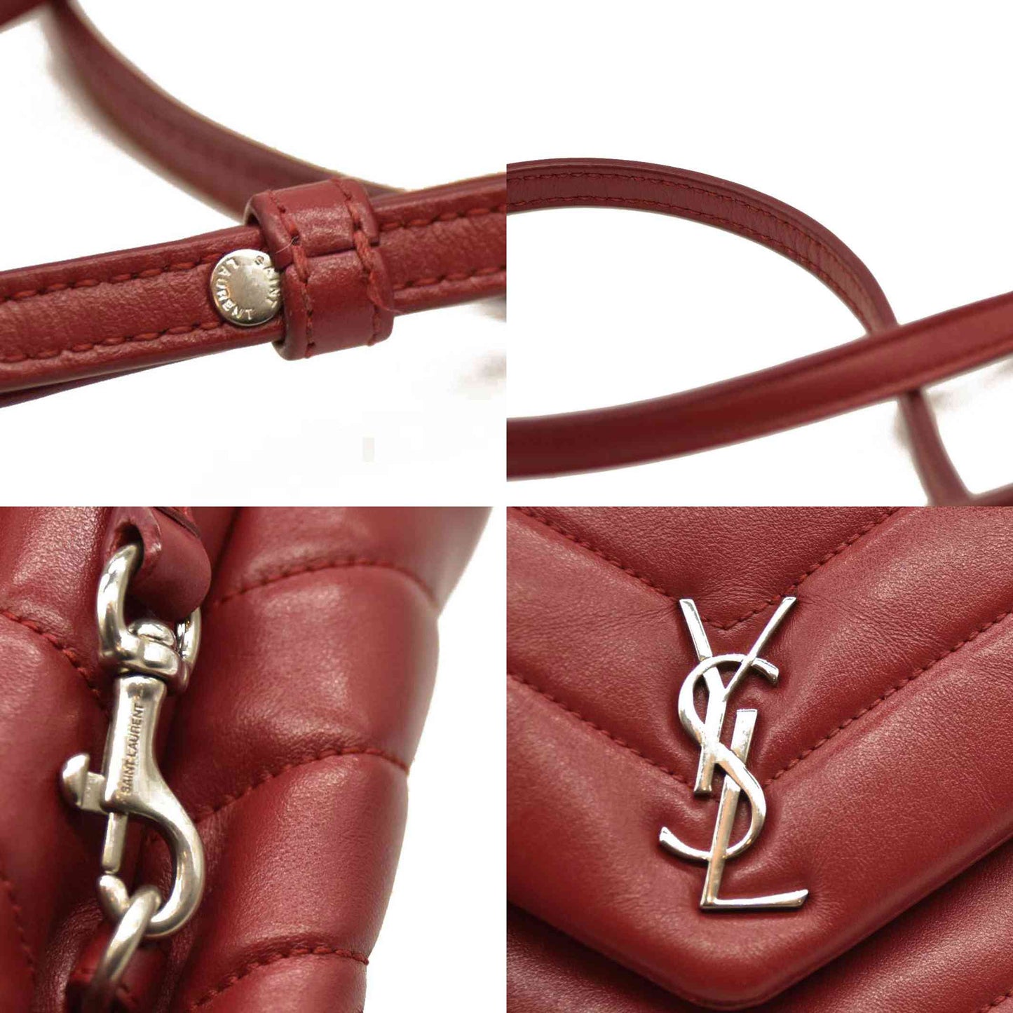 Saint Laurent  Calfskin Y Quilted Monogram Toy Loulou Crossbody Bag Opyum Red