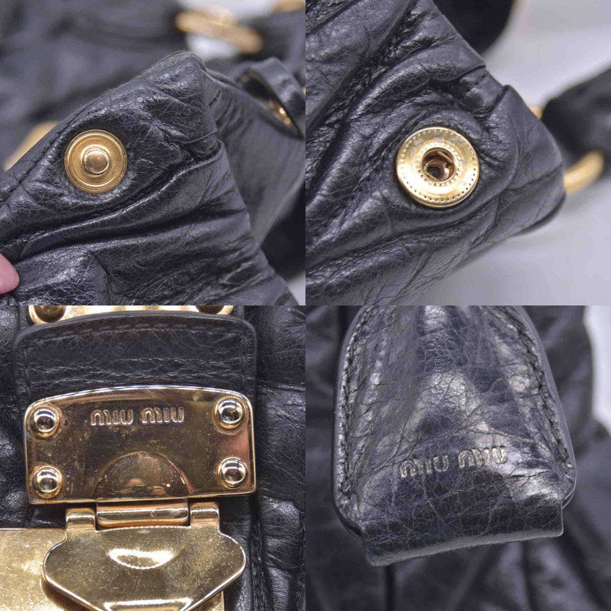 $1590 Miu Miu Leather Matelasse Bauletto Aperto Coffer CONSIGNMENT 10021137