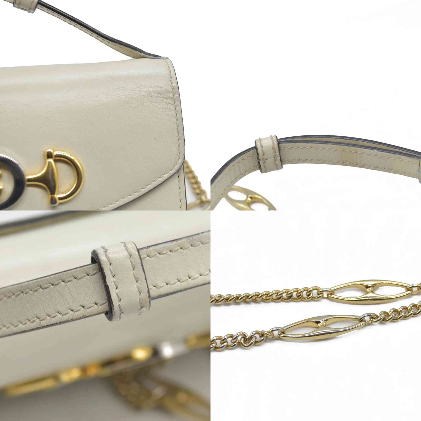$1980 Gucci Cream Zumi Top Handle Chain Flap Interlocking G Horsebit