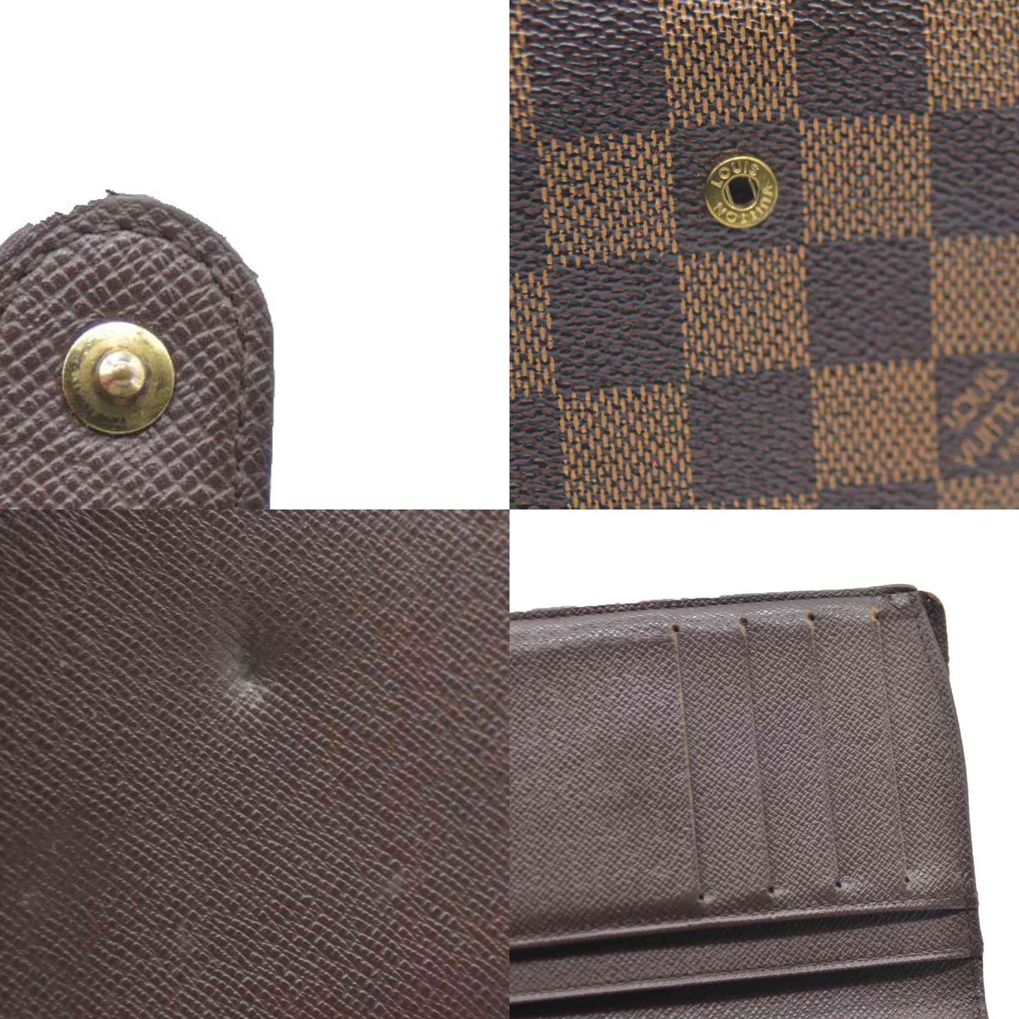 AUCTION $750 Louis Vuitton  Damier Ebene French Purse Wallet TH1004