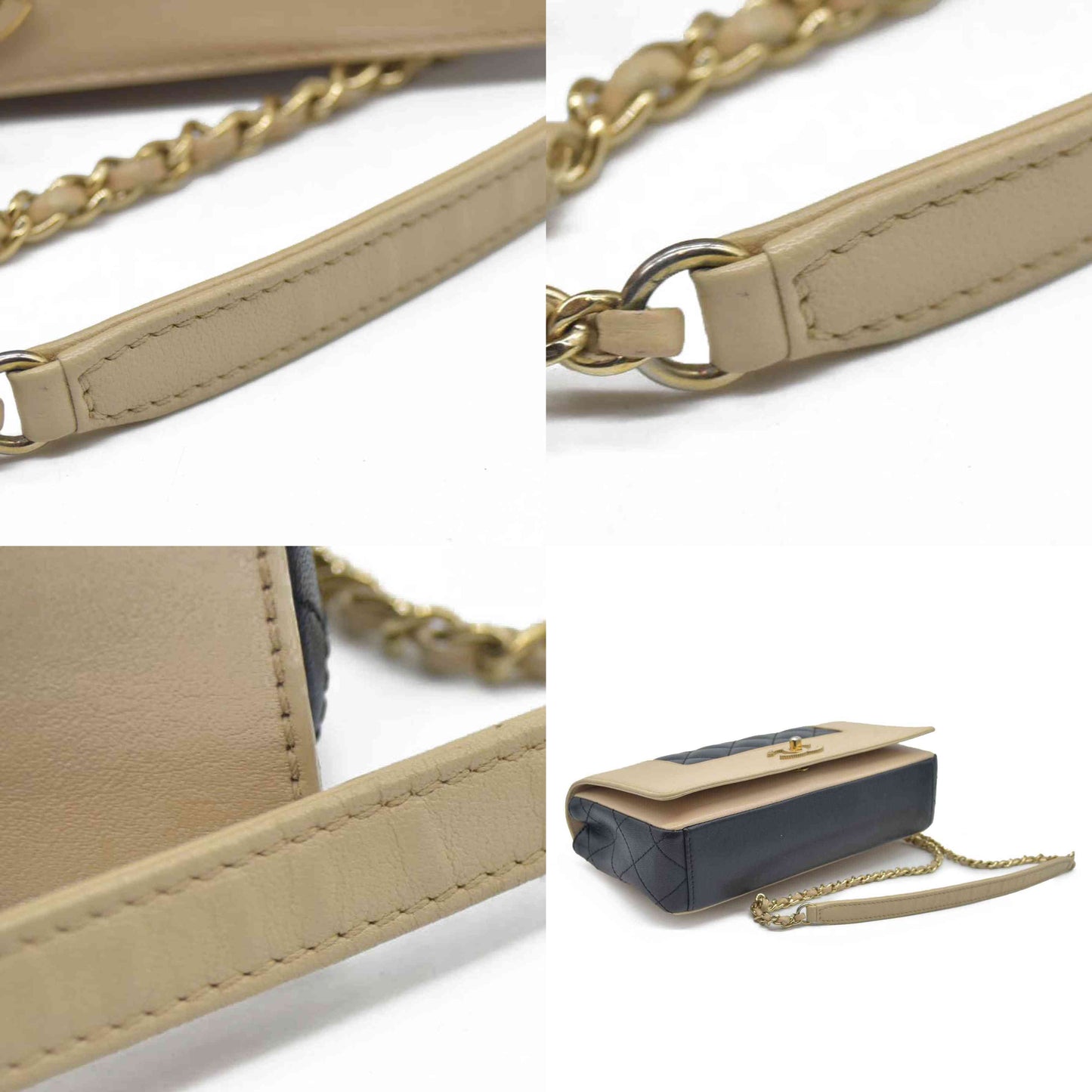 $4700 Chanel Mademoiselle Vintage Flap Bag Black Beige BiColor Turn Lock CC Chain Crossbody