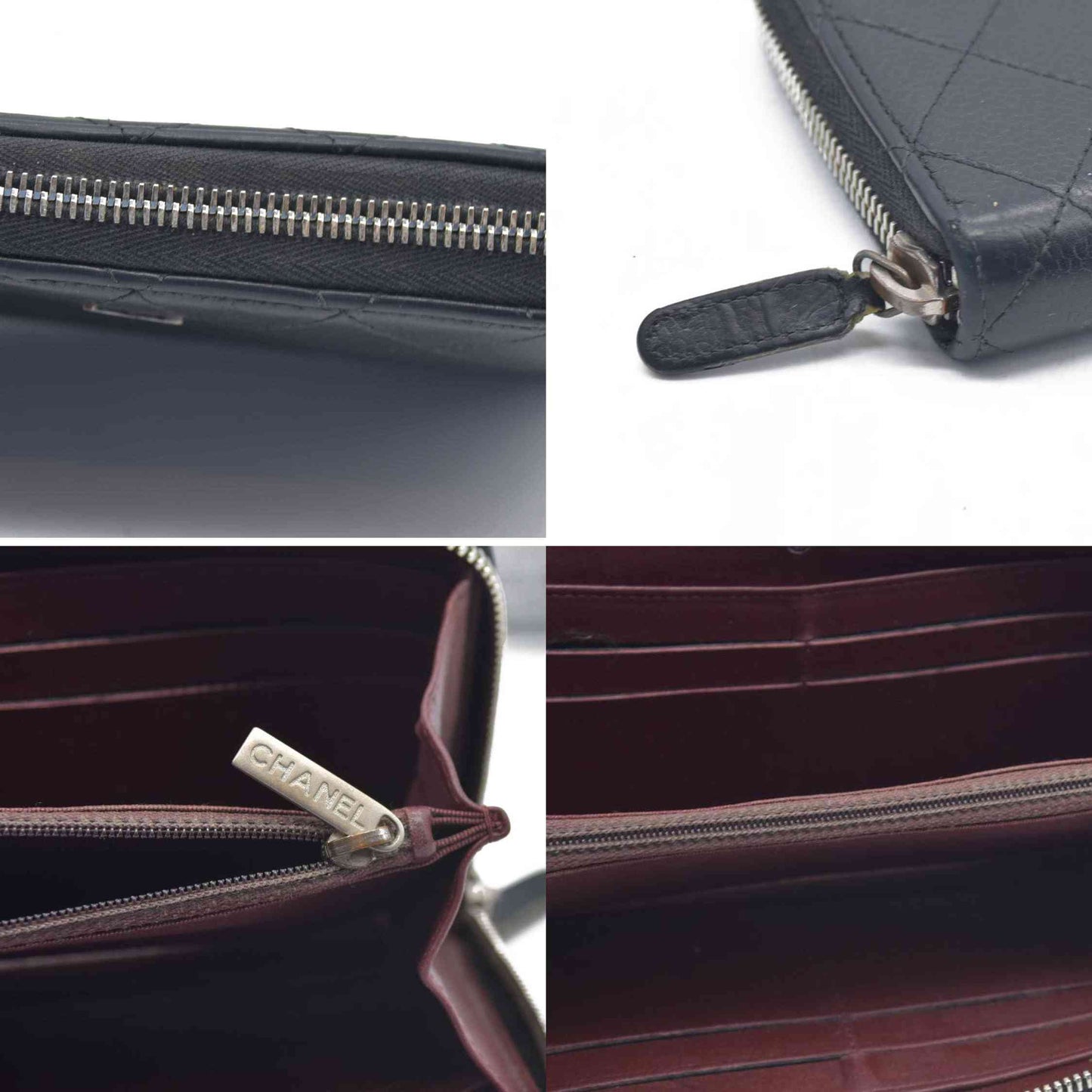 $1200 Chanel 2011 Caviar Leather Zip Around Long Wallet