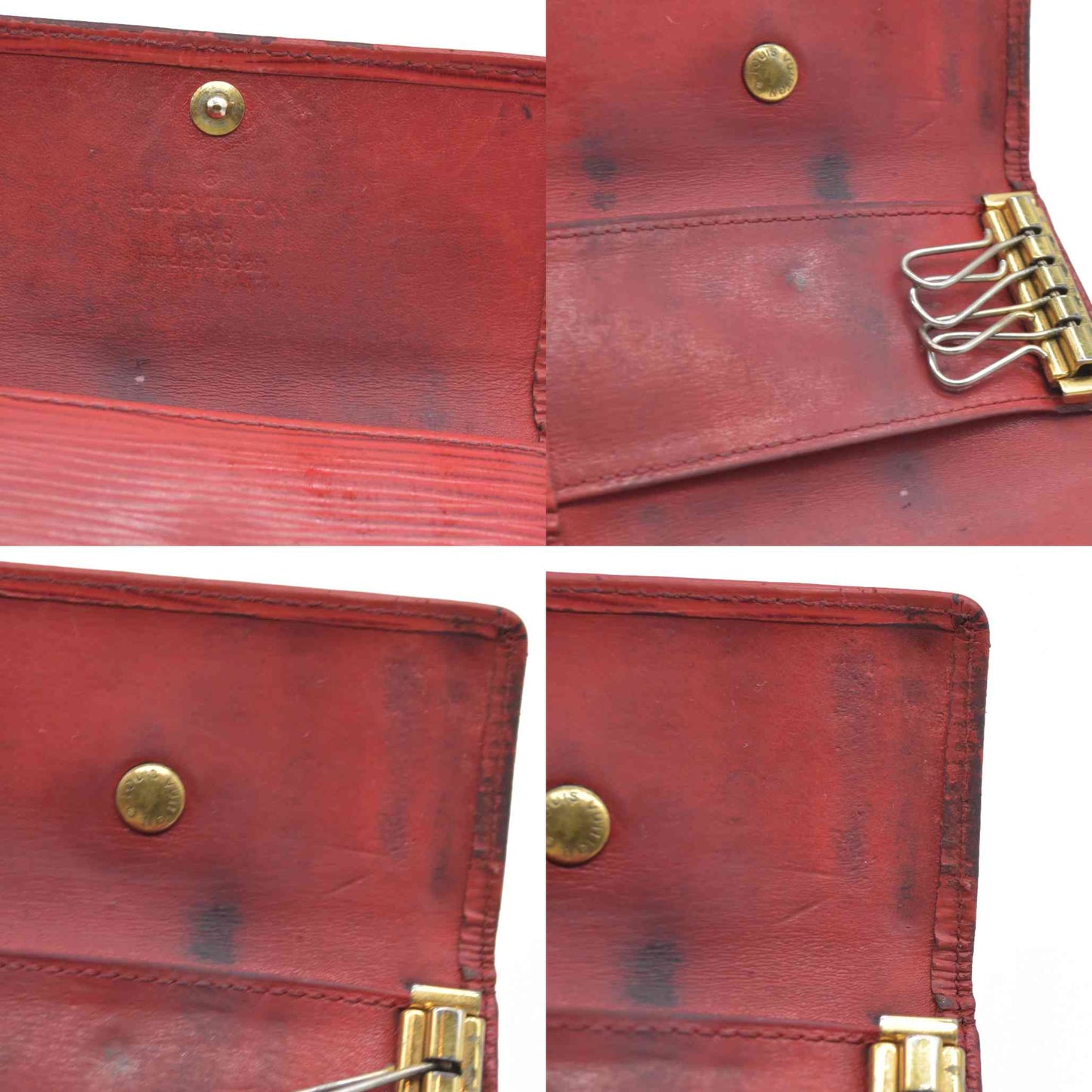 AUCTION $320 Louis Vuitton Epi Multicles Leather 4 Ring Key Case Red CA0973