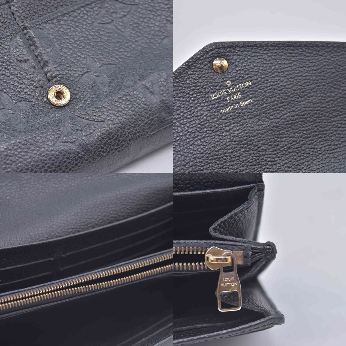 $1060 2015 Louis Vuitton Empreinte Sarah Wallet NM Black CA4105
