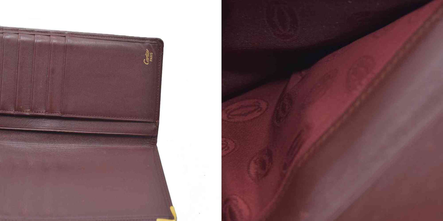 Cartier Vintage Burgundy Bifold Leather Wallet