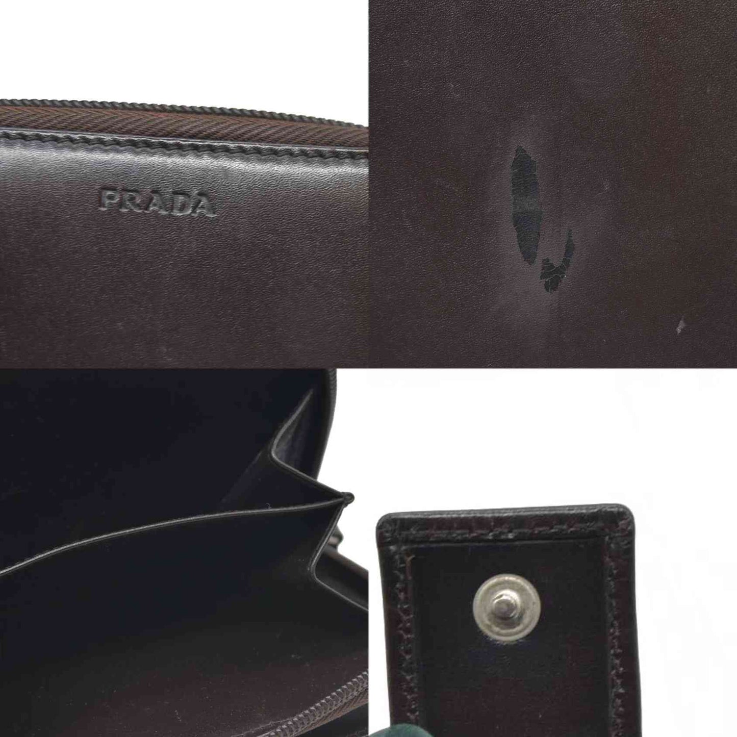 $795 PRADA Logo Leather Bifold Wallet Brown