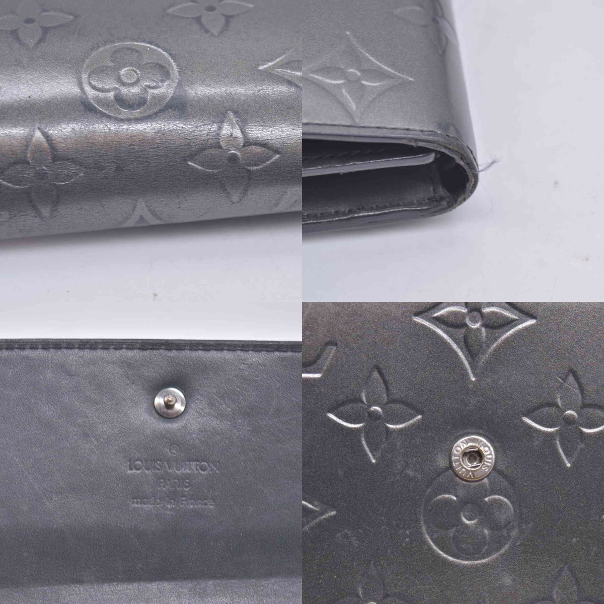 $720 2005 Louis Vuitton Mat Monogram Porte Tresor International Grey TH0055 CONSIGNMENT 10020952