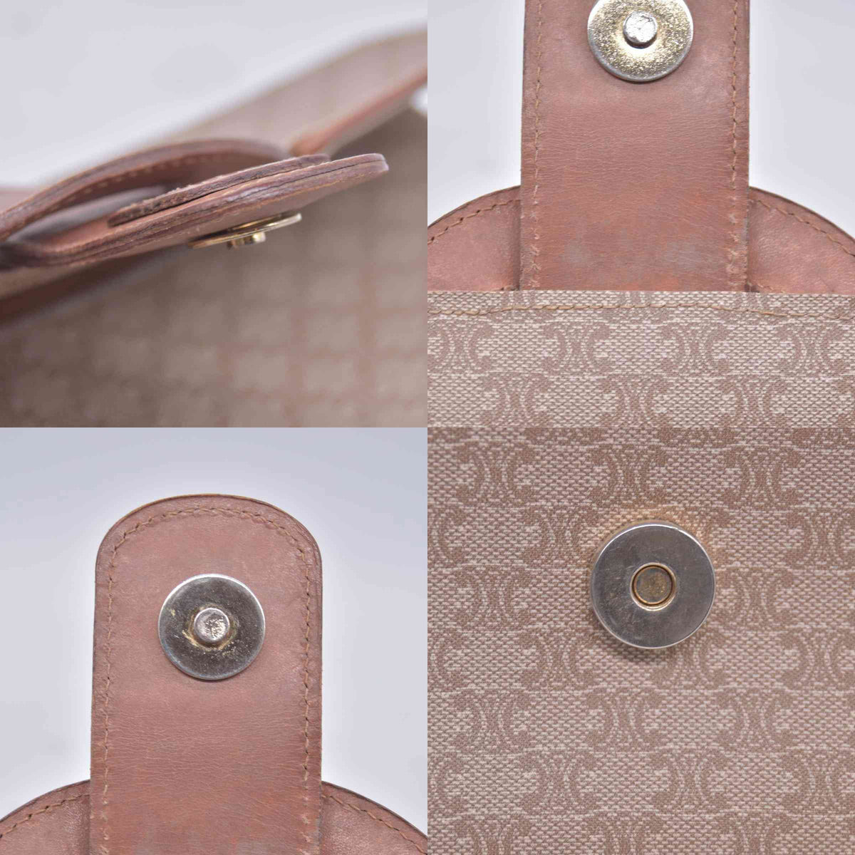 $1150 CELINE C Macadam Canvas Flap Shoulder Bag Chain Strap Tan CONSIGNMENT 10021189