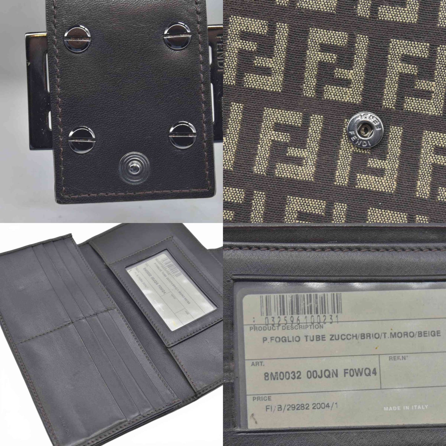 $530 Fendi Zucca FF Logo Printed Bifold Wallet - Consignment