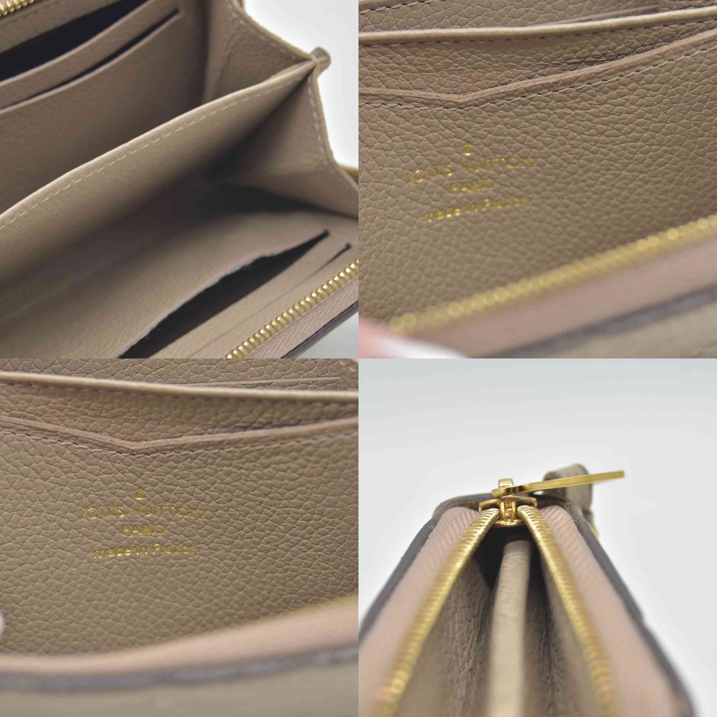 $760 RFID Louis Vuitton Monogram Empreinte Zippy Coin Case Beige