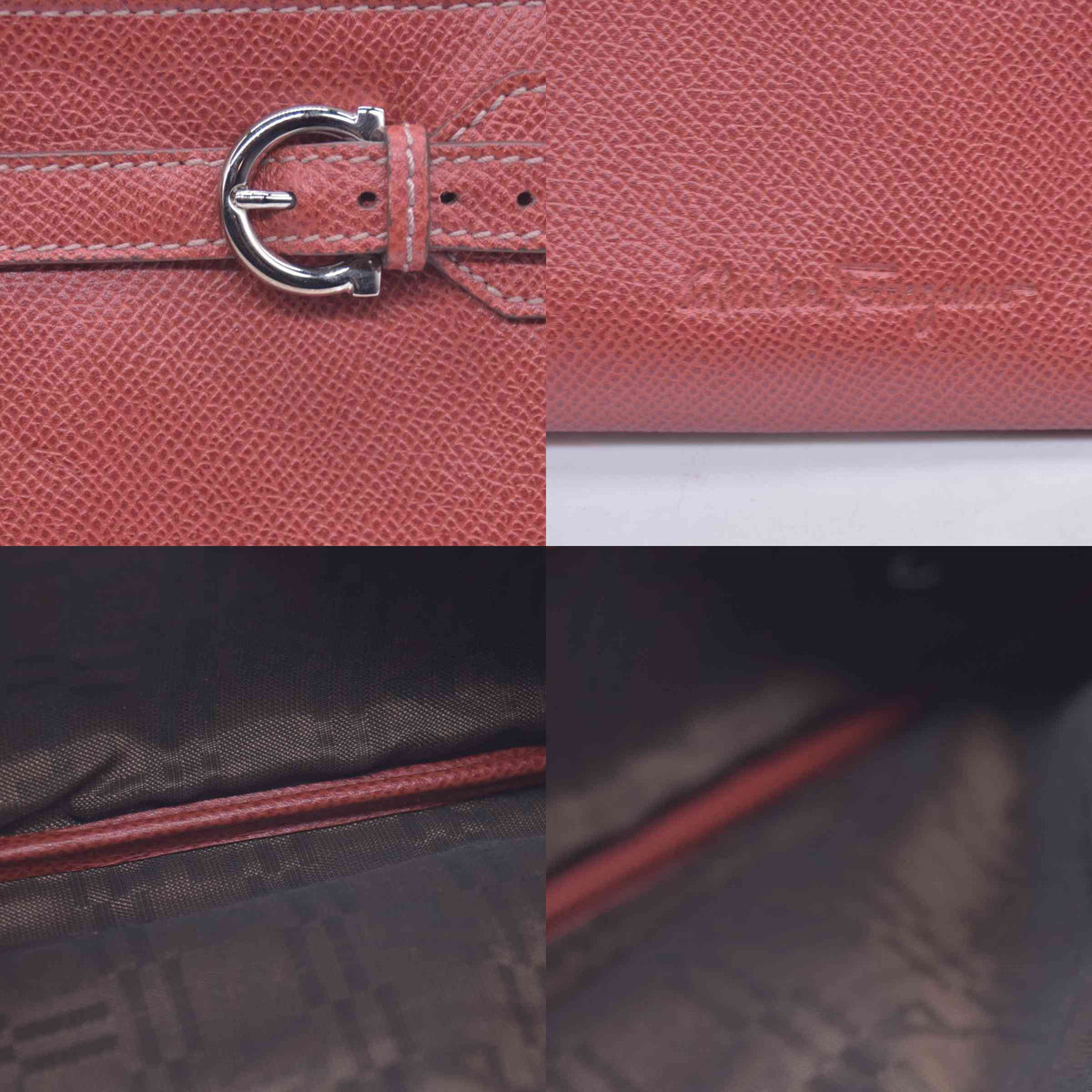 $890 Salvatore Ferragamo Gancini Leather Chain Wristlet Pouch CONSIGNMENT 10020790