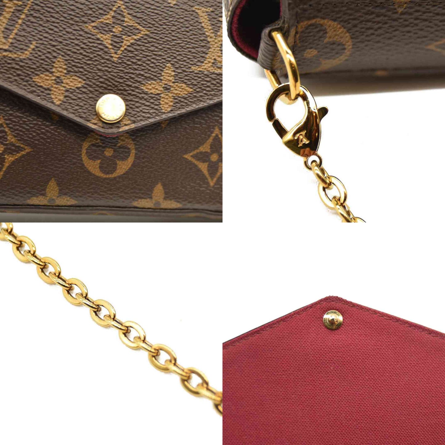 Louis Vuitton  Monogram Pochette Felicie Chain Wallet Fuchsia TJ4185