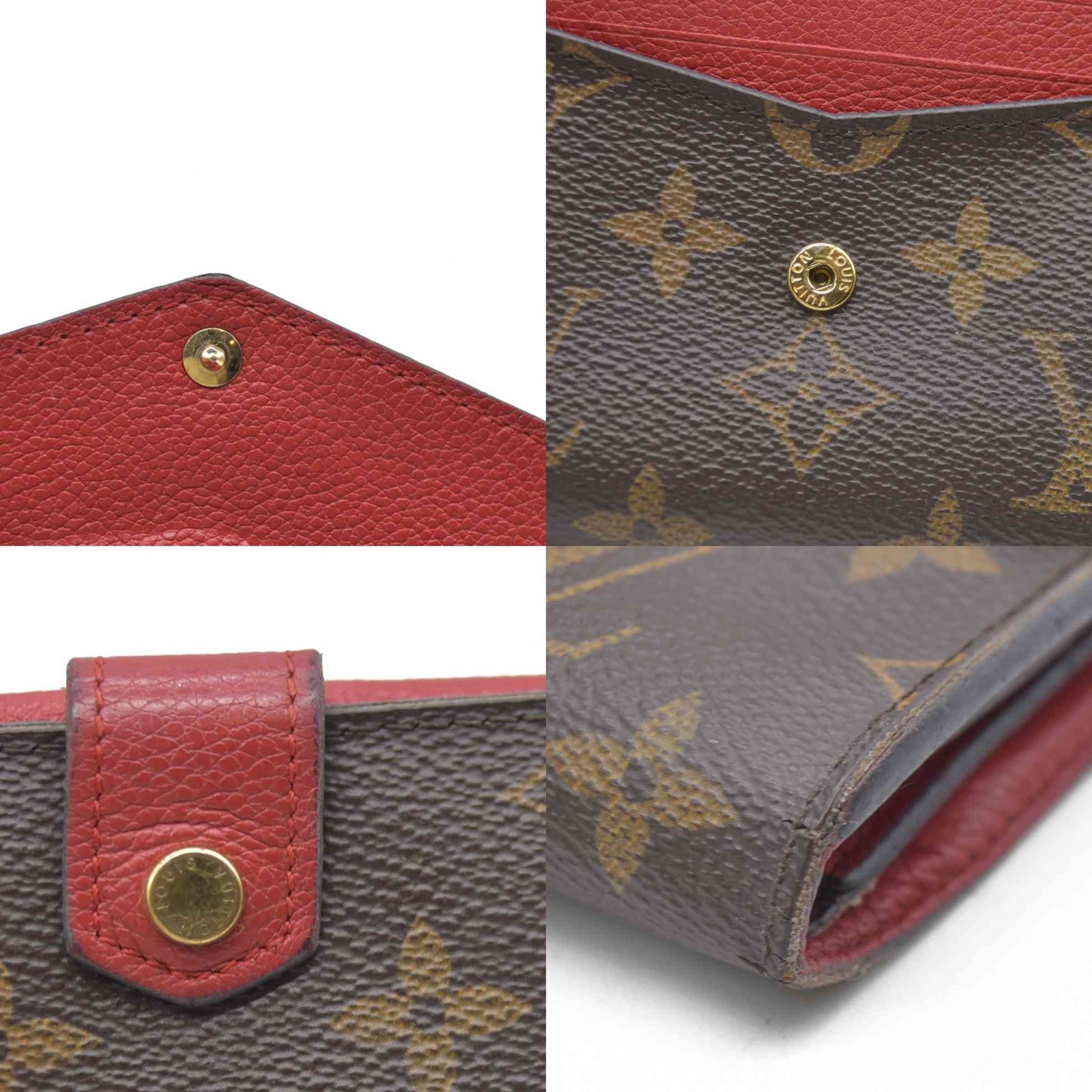 AUCTION $1060 Louis Vuitton Monogram Porte Feuille Pallas Compact Bifold Wallet Brown CA0126