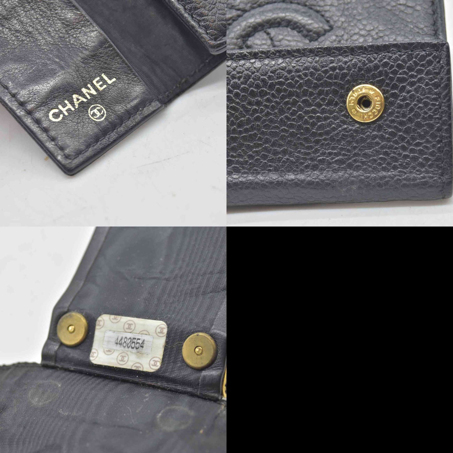 $675 CHANEL 1994 Caviar Timeless CC 6 Key Holder Case Black