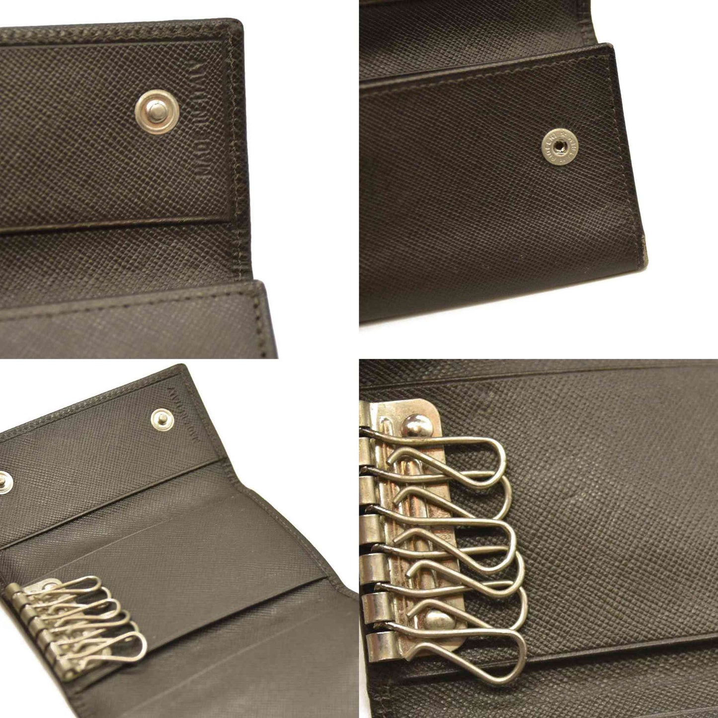 PRADA Saffiano Leather 6 Ring Key Case Brown