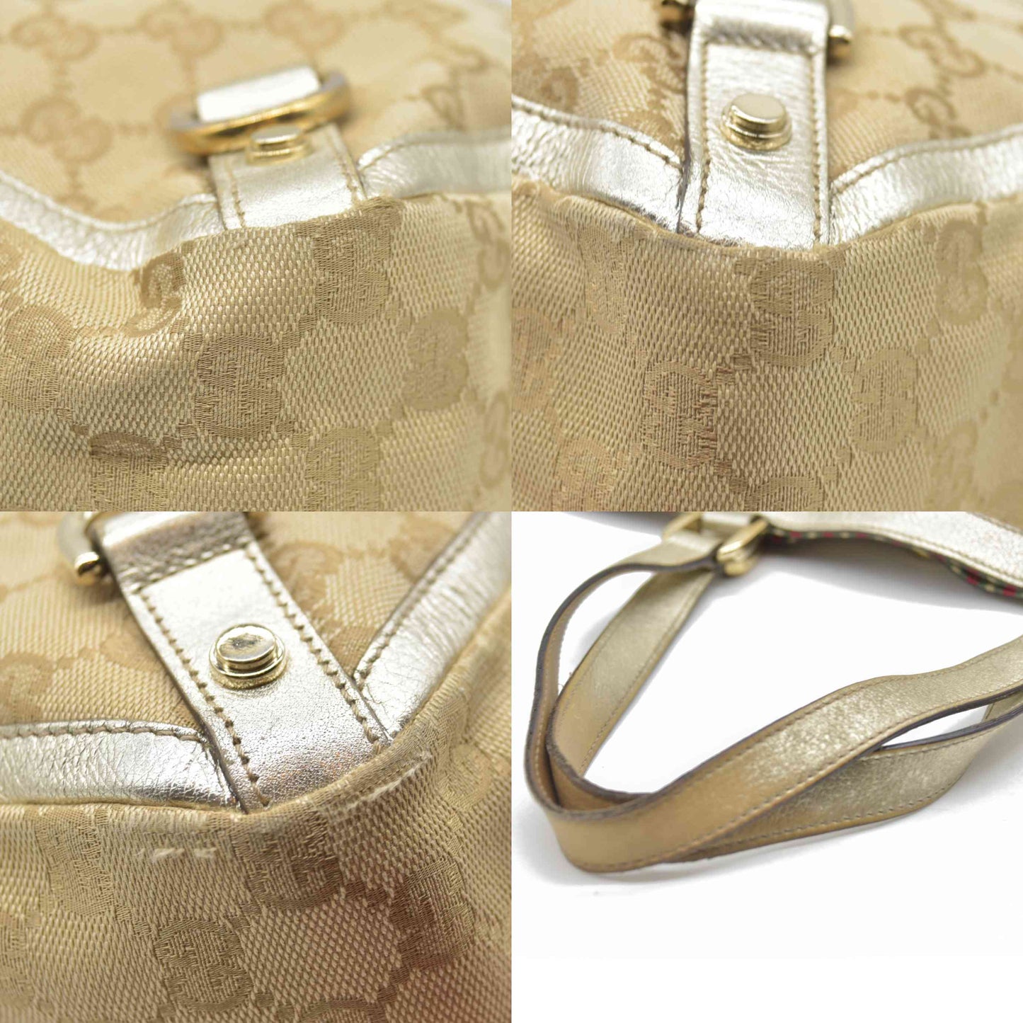 Gucci Monogram Large Abbey Tote Metallic Gold
