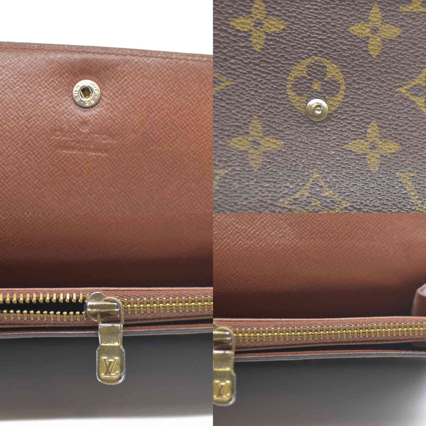 Louis Vuitton Monogram Portefeiulle Sarah Long Bifold Wallet Brown 881AN