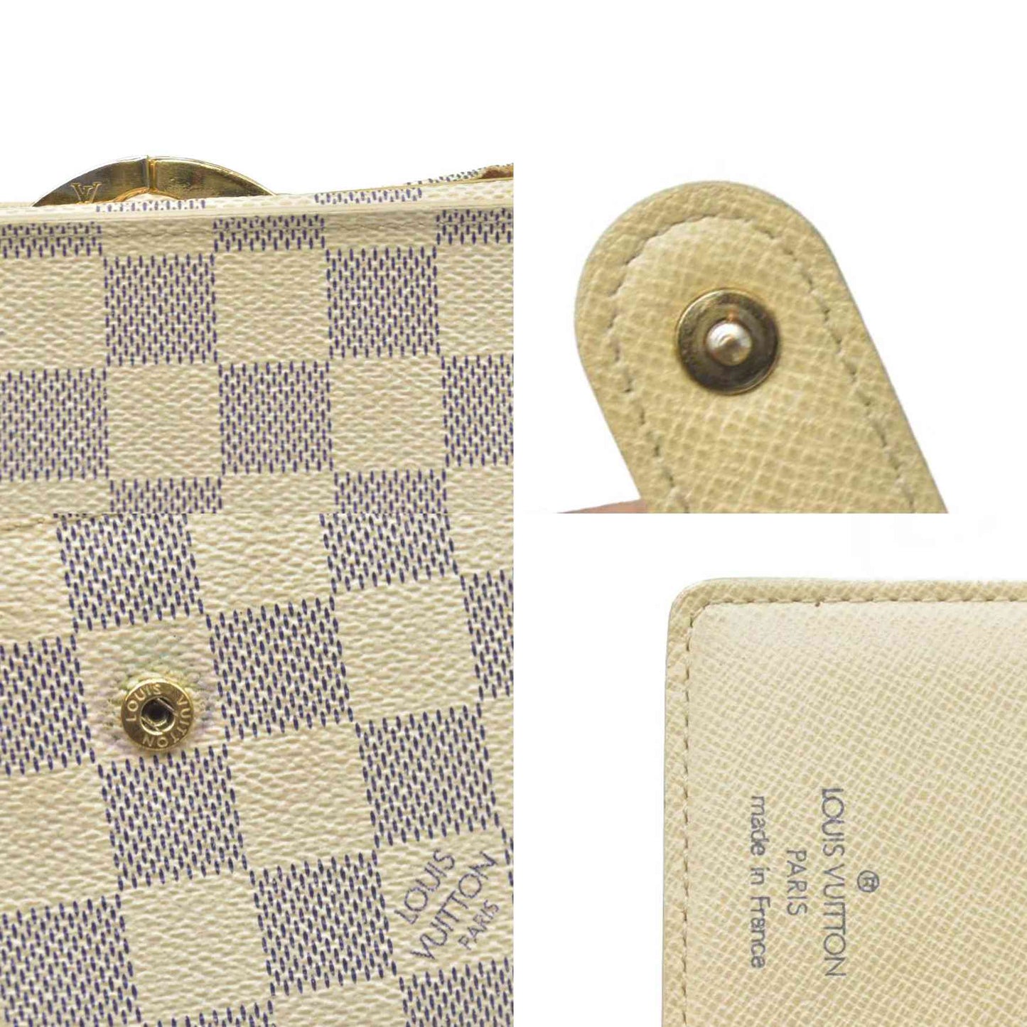 $750 Louis Vuitton Damier Azur Kisslock French Wallet Wallet MI2017
