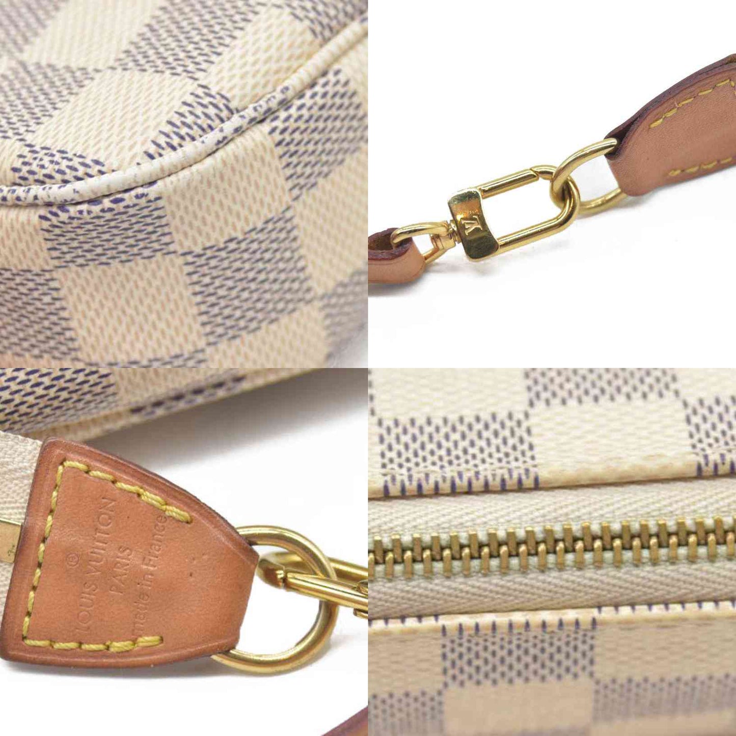 $1580 Louis Vuitton Damier Azur Pochette Accessories RFID