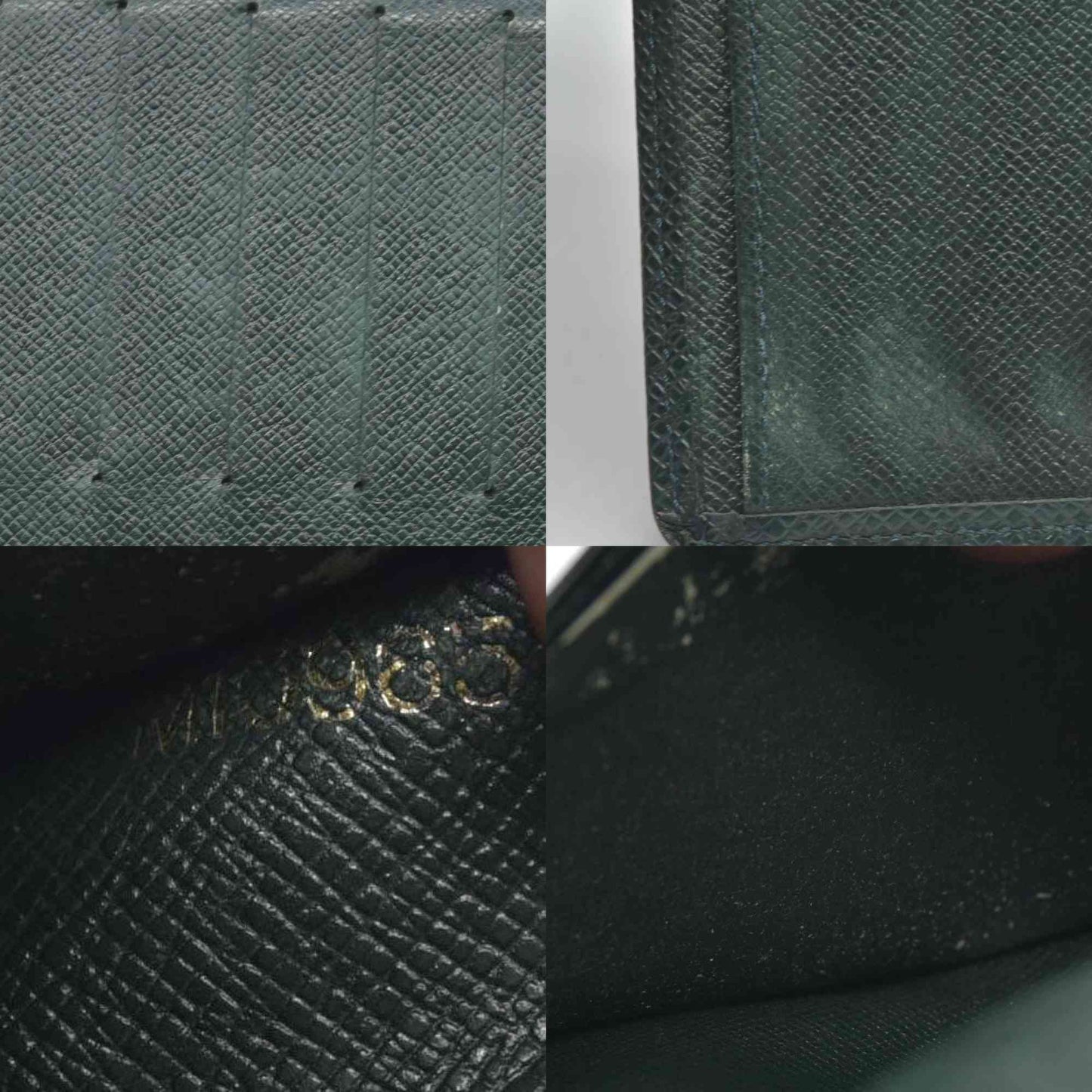 $810 1995 Louis Vuitton Taiga Brazza Wallet Dark Green MI0985 CONSIGNMENT