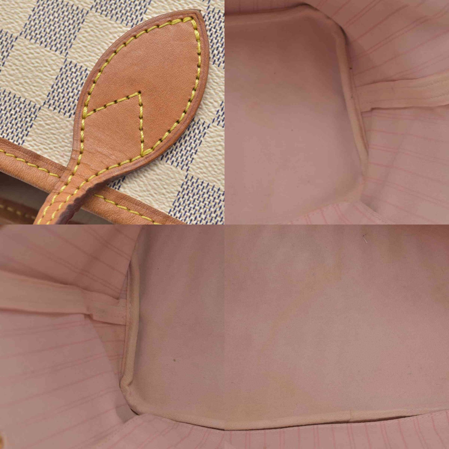 $2170 Louis Vuitton Damier Azur Neverfull MM Rose Ballerine AR4103