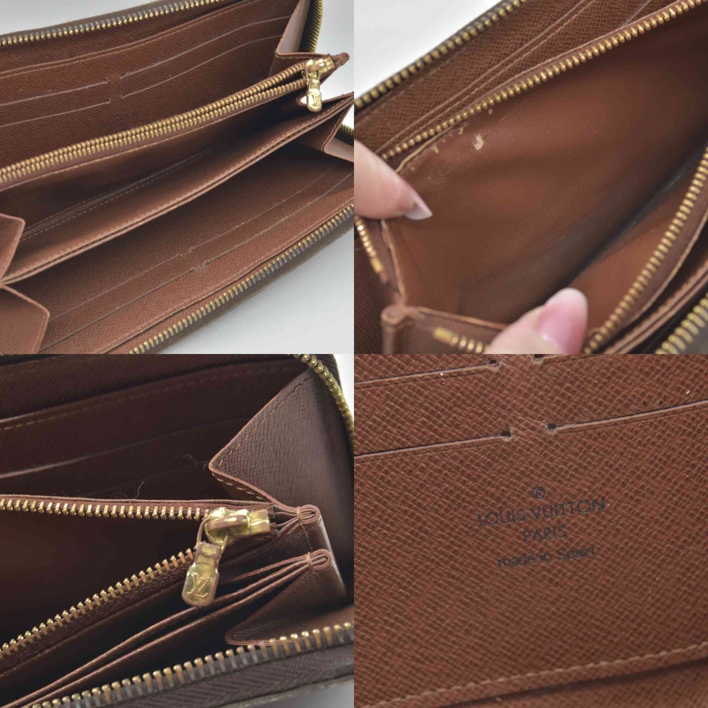 $915 2010 Louis Vuitton Monogram Zippy Zip Around Long Wallet Purse Brown CA2170