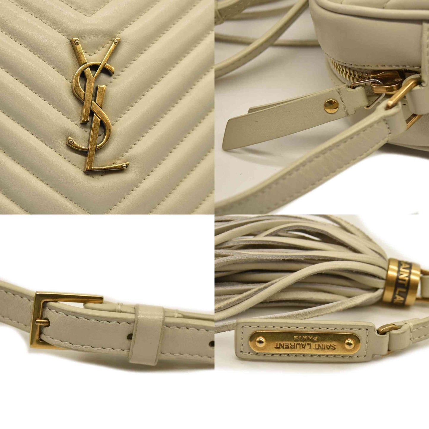 Saint Laurent  Calfskin Matelasse Monogram Lou Camera Bag Crema Soft